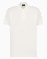 Emporio Armani Poloshirt aus Merzerisiertem Pikee mit Gerippten Details Weiss