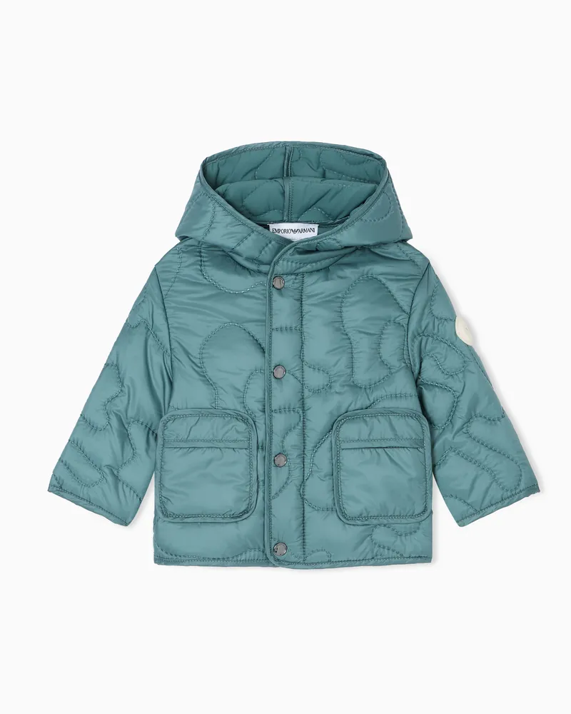 Emporio Armani Kapuzen-Jacke aus Nylon mit 3D-Matelassé-Stickerei Pink
