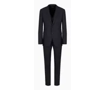 Dreiteiliger Anzug In Slim Fit aus Einem Gemisch aus Schurwolle und Seide mit Mikro-muster