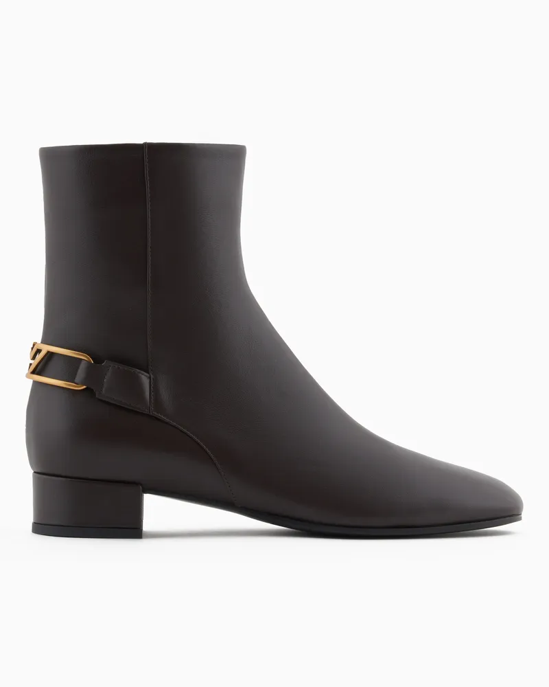 Emporio Armani Stiefeletten aus Nappa mit Adlerplakette Braun