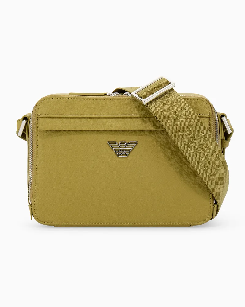 Emporio Armani Saffiano-Leder Kamera-Tasche mit Schulterriemen Essential Gelb