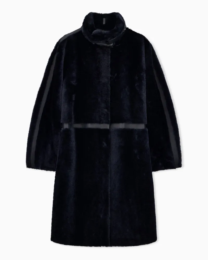 Emporio Armani Wendemantel aus weichem Leder mit Nappaledereinsätzen Marineblau
