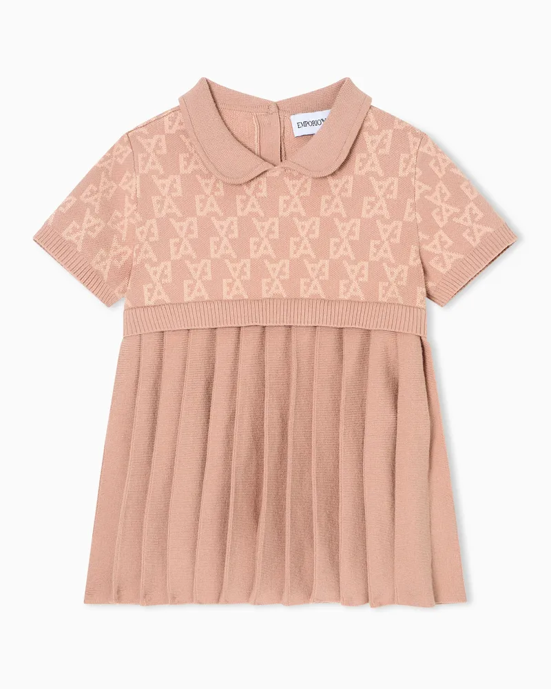 Emporio Armani Strick-Kleid mit EA-Allover-Logo aus Jacquard-Stoff Pink