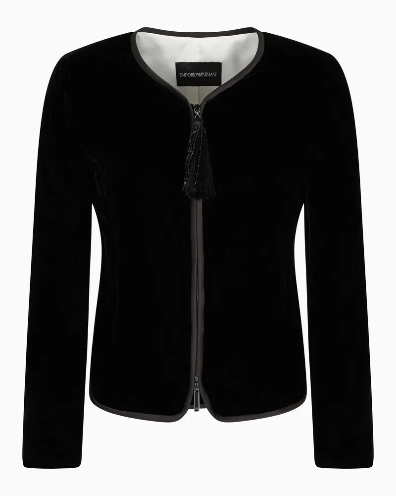 Emporio Armani ASV Samt-Jacke mit Reißverschluss Schwarz