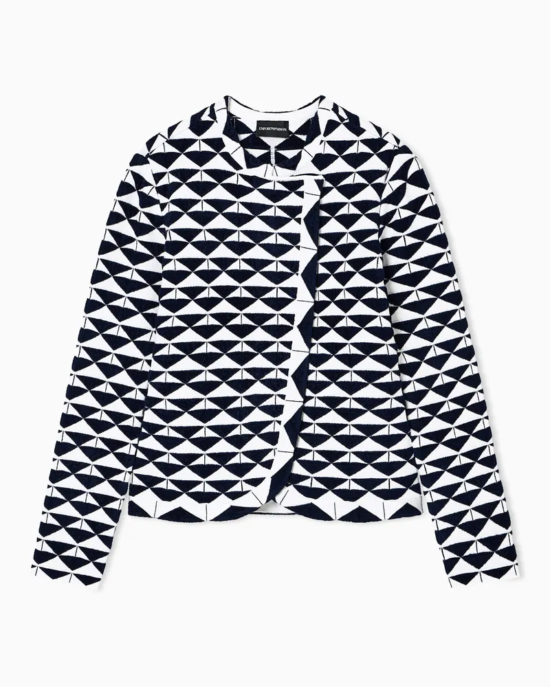 Emporio Armani Jacke mit dezentralem Verschluss, gefertigt aus Viskose-Jacquard-Stoff mit abstraktem Muster Blau