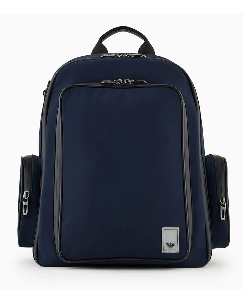 Emporio Armani Travel Essential Rucksack aus Nylon Marineblau