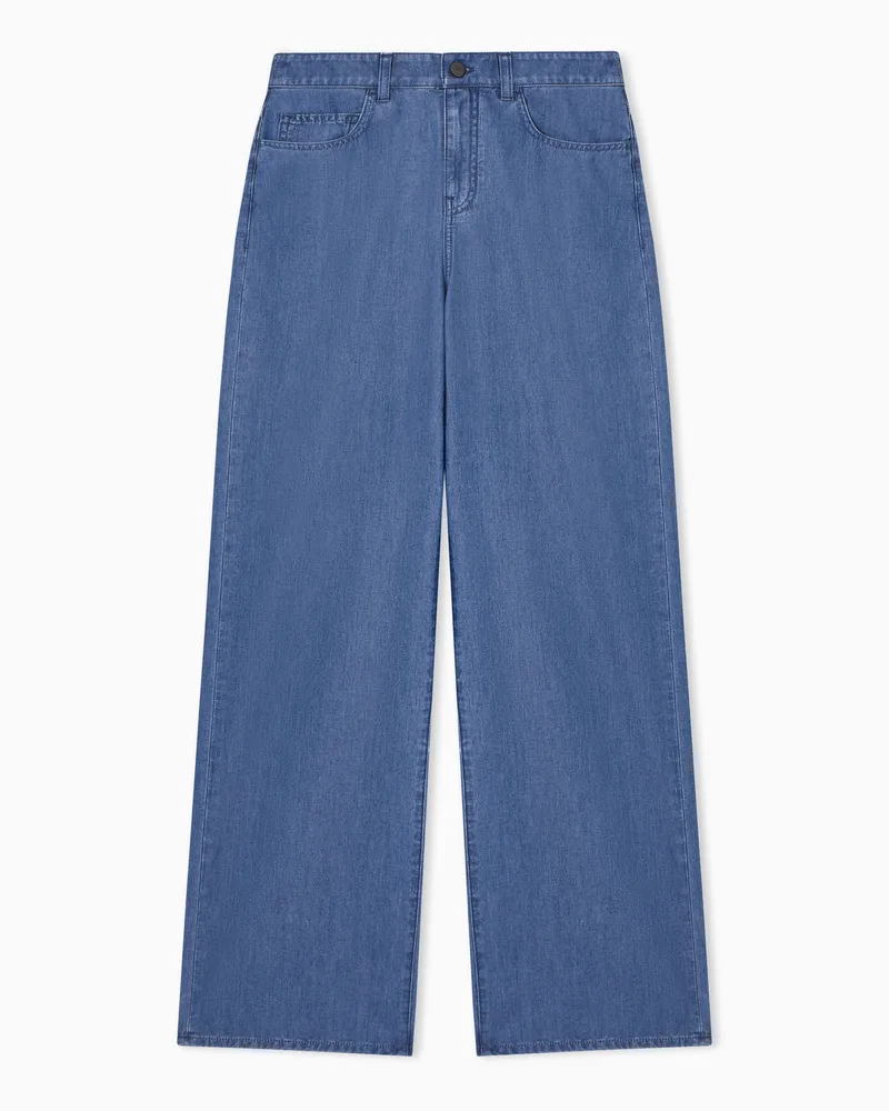 Emporio Armani Eagle Club J8B Relaxed Fit Jeans aus gewaschenem Denim Blau