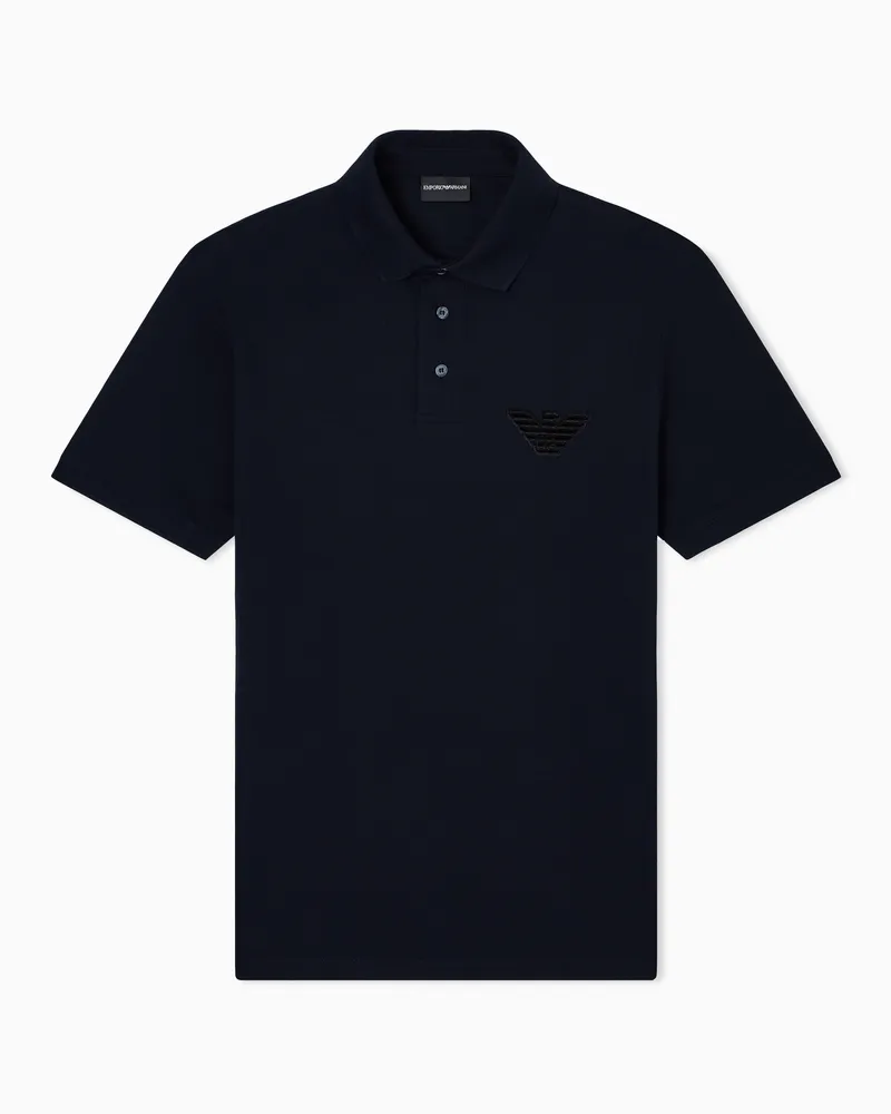Emporio Armani Poloshirt aus Pikee-Jersey mit Adler-Patch Marineblau