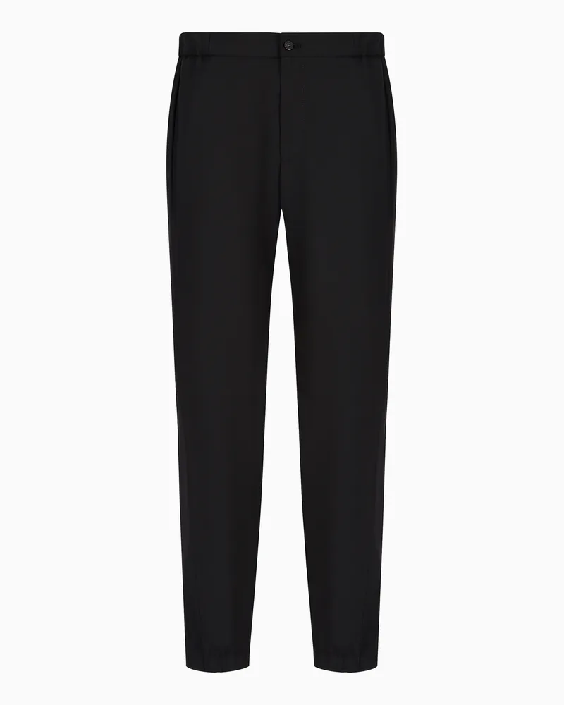 Emporio Armani Hose aus Stoff mit natürlicher Elastizität mit dehnbarem Beinabschluss Schwarz