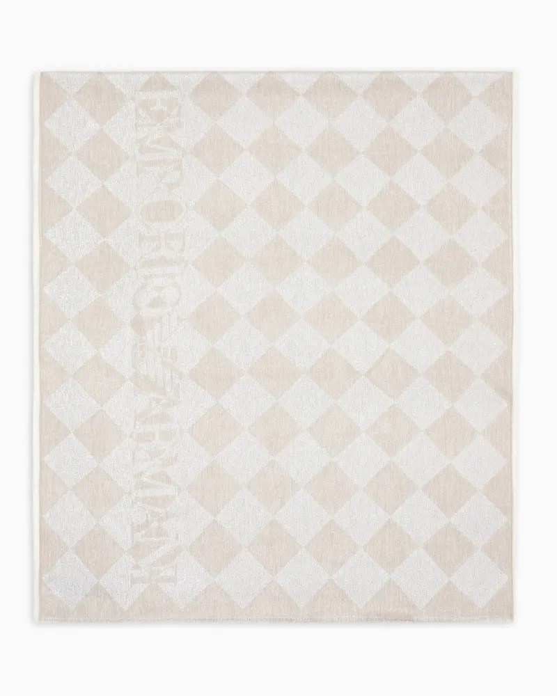 Emporio Armani Stola aus Lurex mit Karomuster in Jacquard-Stoff-Verarbeitung Beige