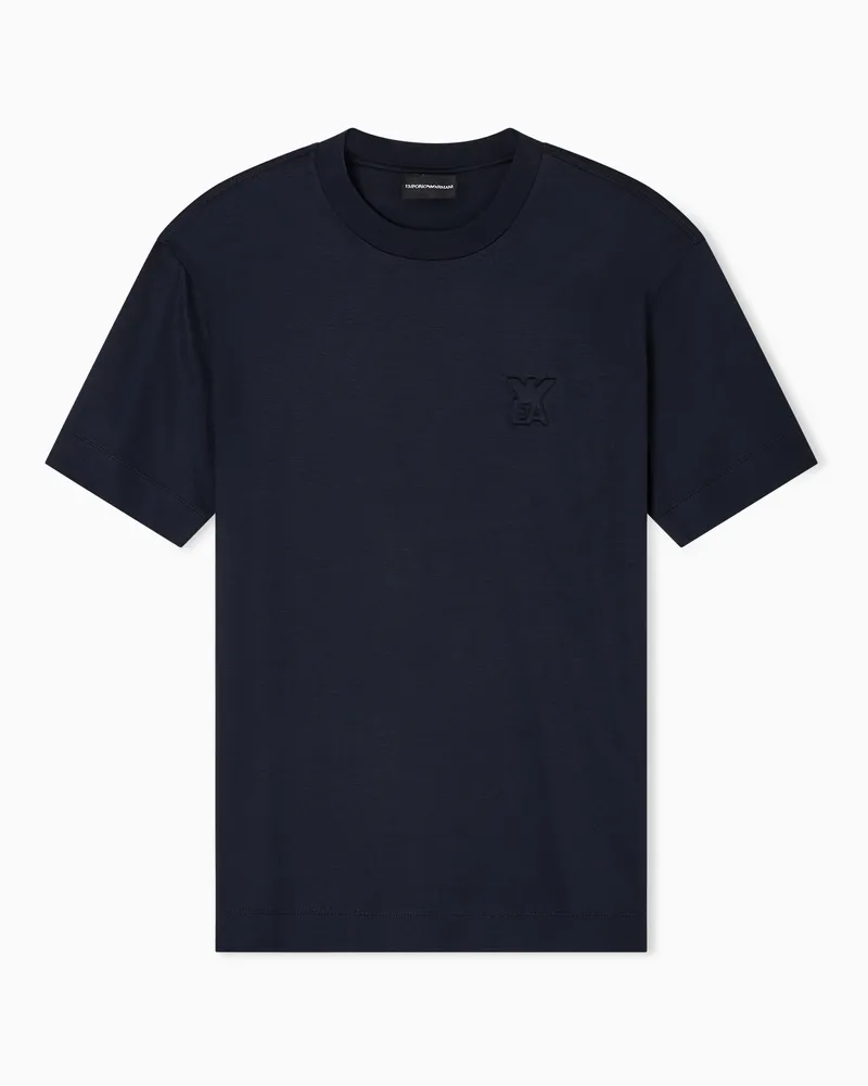 Emporio Armani ASV T-Shirt mit gewölbtem Logo, gefertigt aus einer Jersey-Lyocell-Mischung Marineblau