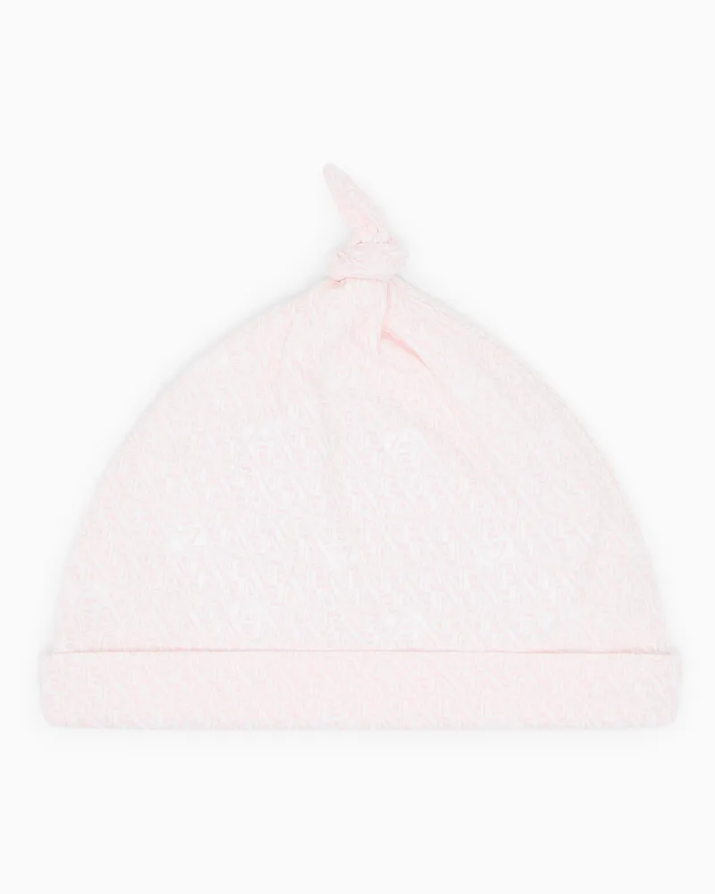 Emporio Armani Mütze aus Jersey mit Allover-EA-Logo Pink