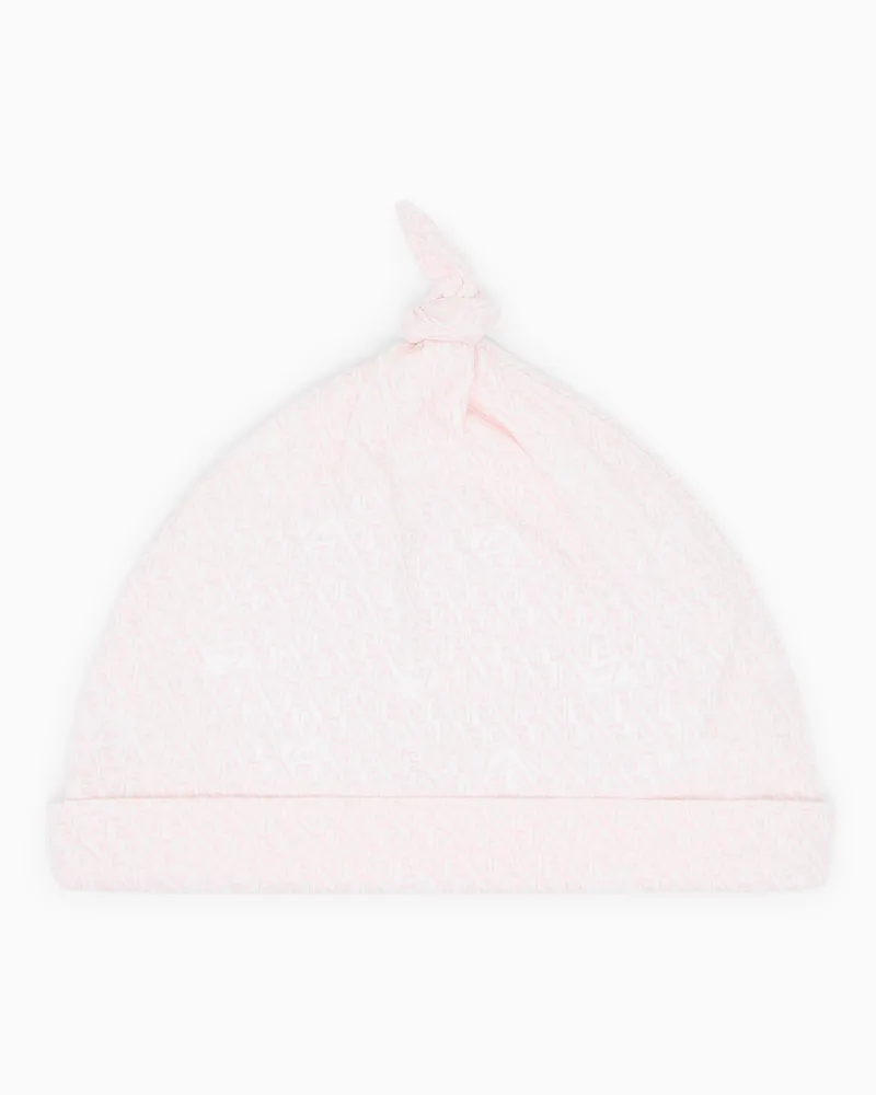 Emporio Armani Mütze aus Jersey mit Allover-EA-Logo Pink