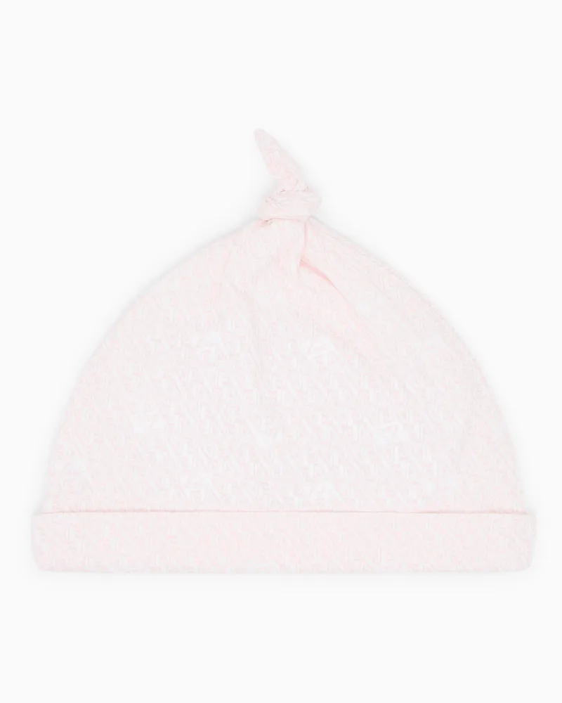 Emporio Armani Mütze aus Jersey mit Allover-EA-Logo Pink