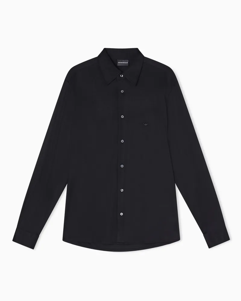 Emporio Armani Slim Fit Jersey-Hemd aus einer Lyocell-Mischung Schwarz