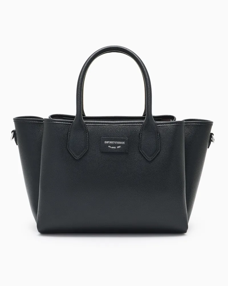 Emporio Armani Mittelgroßer Shopper mit strukturiertem Finish Schwarz
