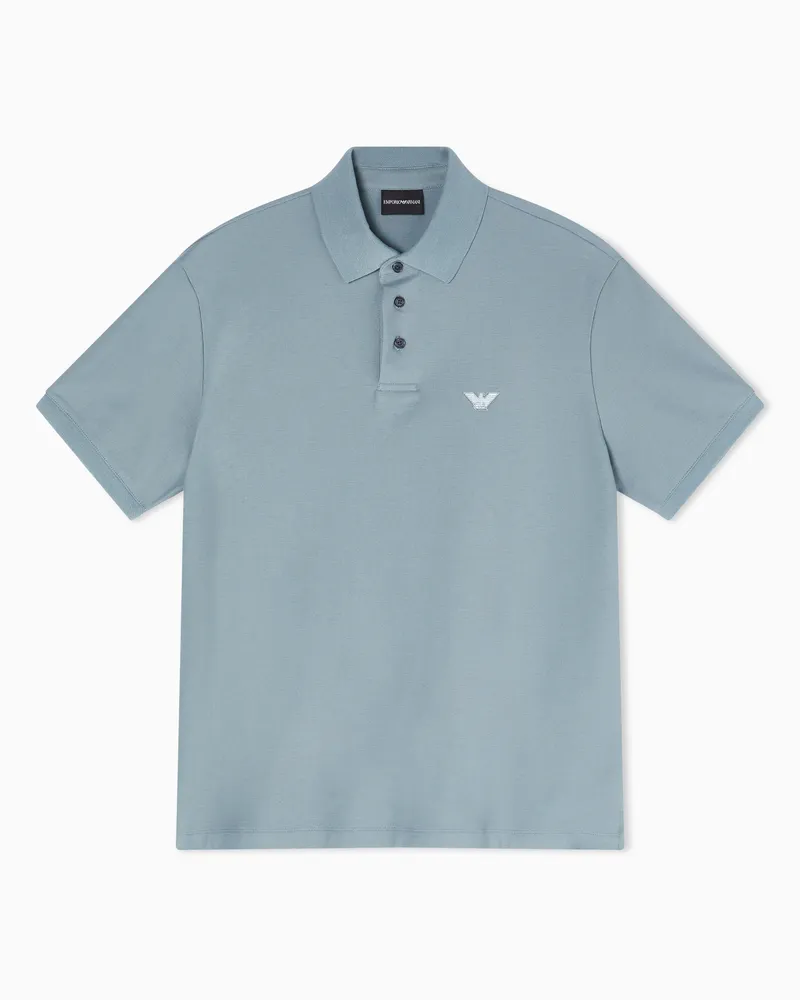 Emporio Armani Poloshirt aus Pikee mit Adler-Stickerei Blau