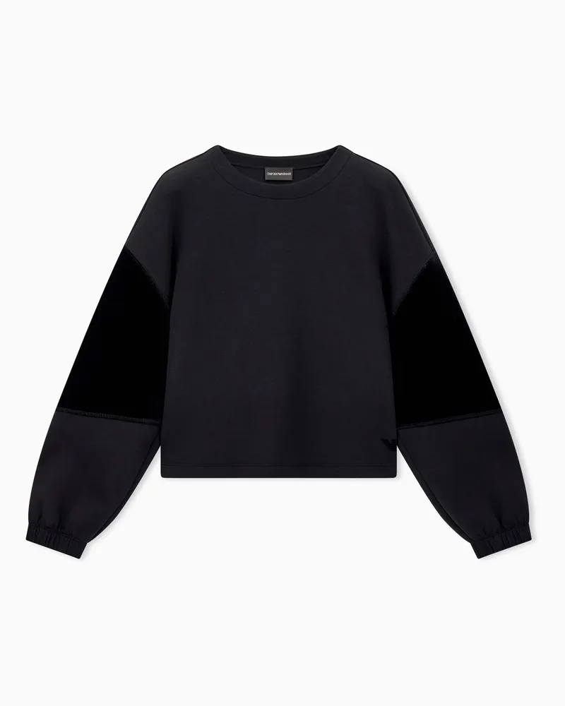 Emporio Armani Sweatshirt Travel Essential aus Jersey mit Samteinsätzen Schwarz