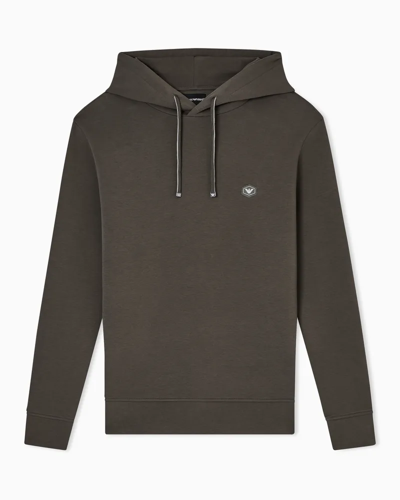 Emporio Armani Sweatshirt mit Kapuze und kleinem Logoaufnäher Grau