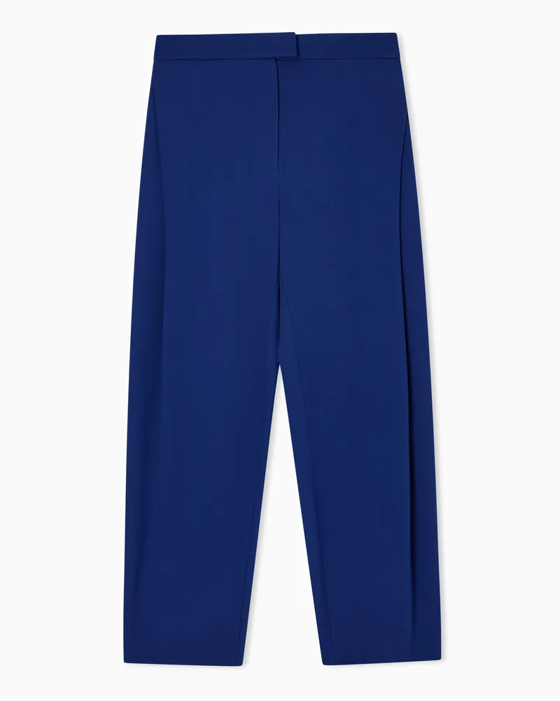 Emporio Armani Hose aus elastischem Punto-Milano-Gewebe mit Falte Blau