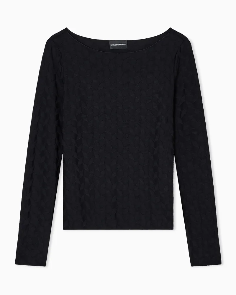 Emporio Armani Pullover aus Jersey in Jacquard-Stoff-Verarbeitung mit geometrischem Muster Schwarz