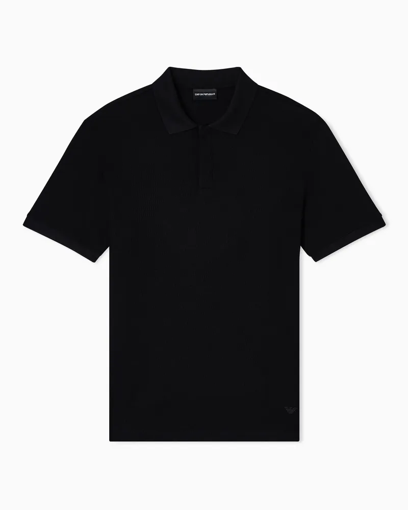 Emporio Armani Jersey-Poloshirt mit vertikalem Muster in Jacquard-Stoff Schwarz