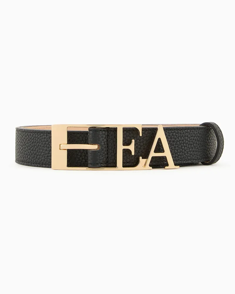 Emporio Armani Gürtel aus Leder mit Hirsch-Print und profilierter EA-Schnalle Schwarz