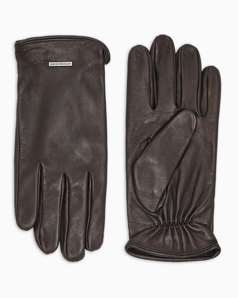 Emporio Armani Handschuhe aus Lammleder Braun
