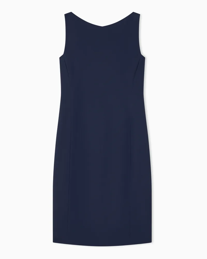Emporio Armani Kleid ärmellos schmal geschnitten mit U-Boot-Ausschnitt Marineblau