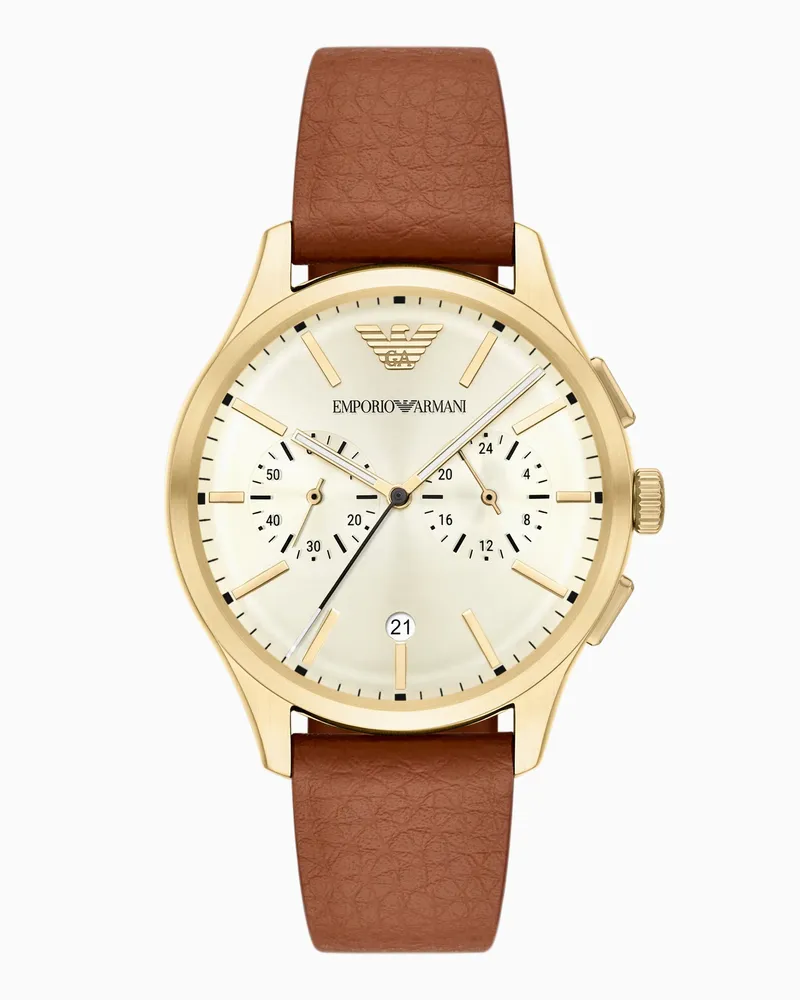 Emporio Armani Chronograph aus braunem Leder Mehrfarbig