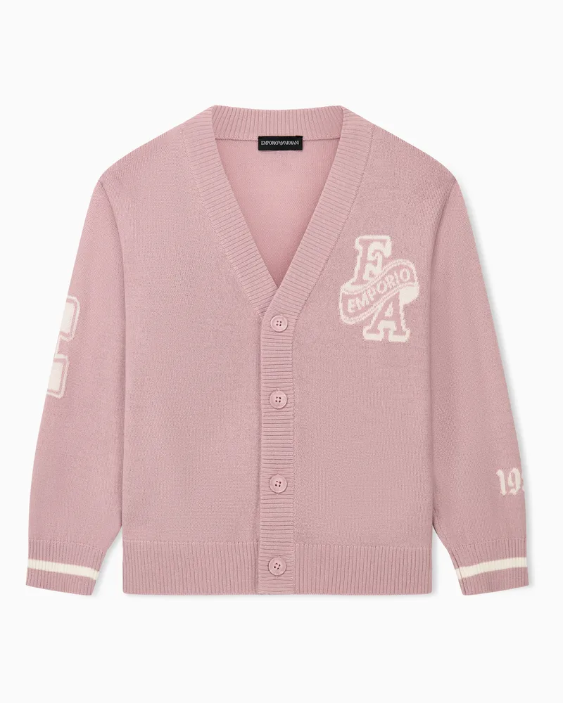 Emporio Armani Cardigan Regular Fit mit V-Ausschnitt und Stickereien Pink