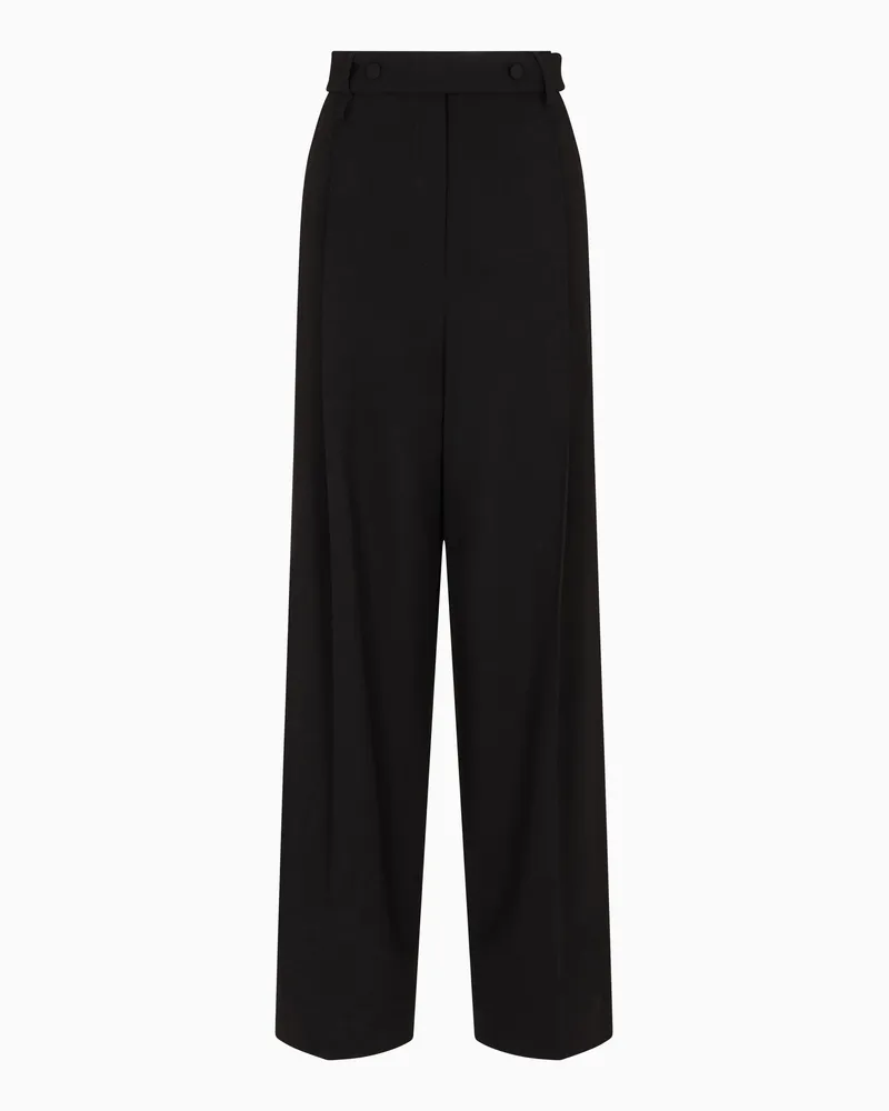 Emporio Armani Hose mit Gürtel, gefertigt aus Grain-de-Poudre-Wolle Schwarz