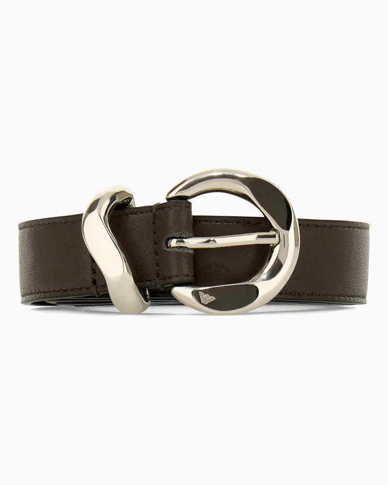 Emporio Armani Ledergürtel mit polierter asymmetrischer Dornschließe Braun