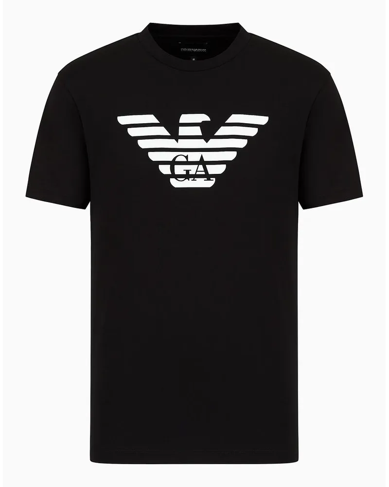 Emporio Armani T-shirt aus Pima-jersey mit Logo-print Schwarz