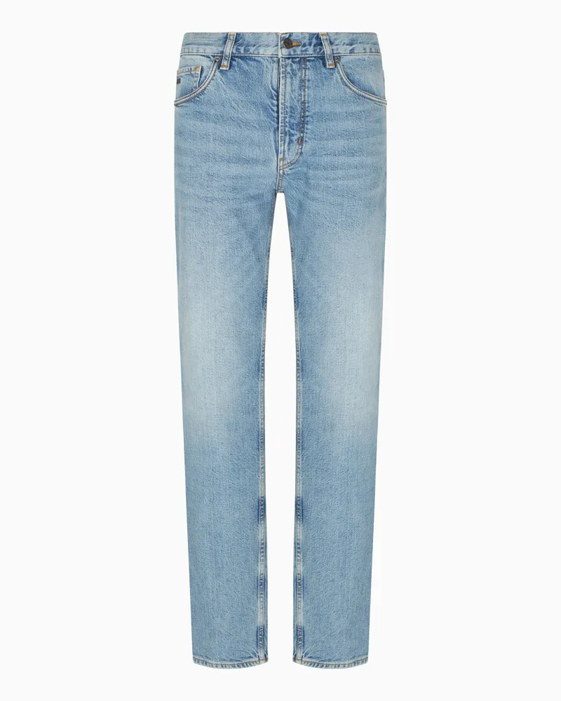 Emporio Armani Gerade geschnittene Jeans J76 aus Denim mit Waschung in Vintage-Optik Blau