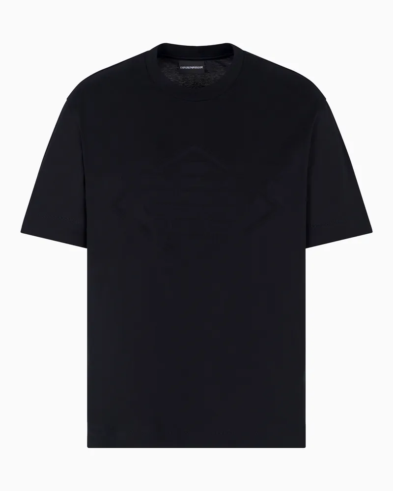Emporio Armani ASV T-Shirt aus Jersey mit Logo-Intarsie Marineblau