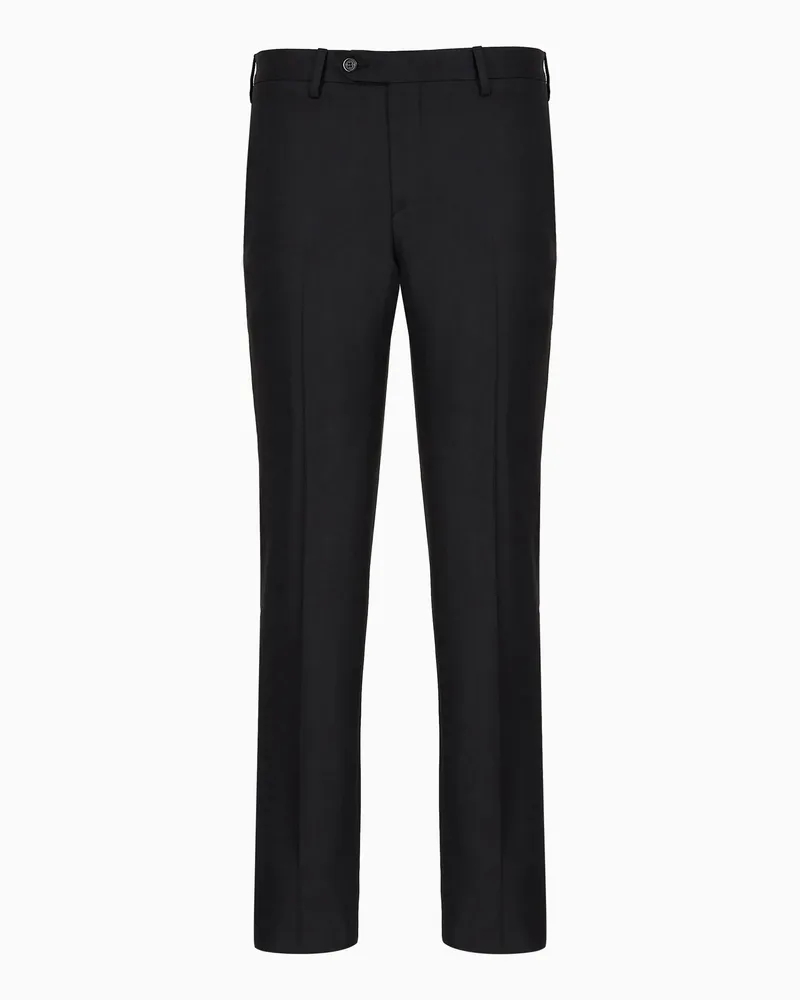 Emporio Armani Bundfaltenhose aus gekämmter Schurwolle Schwarz