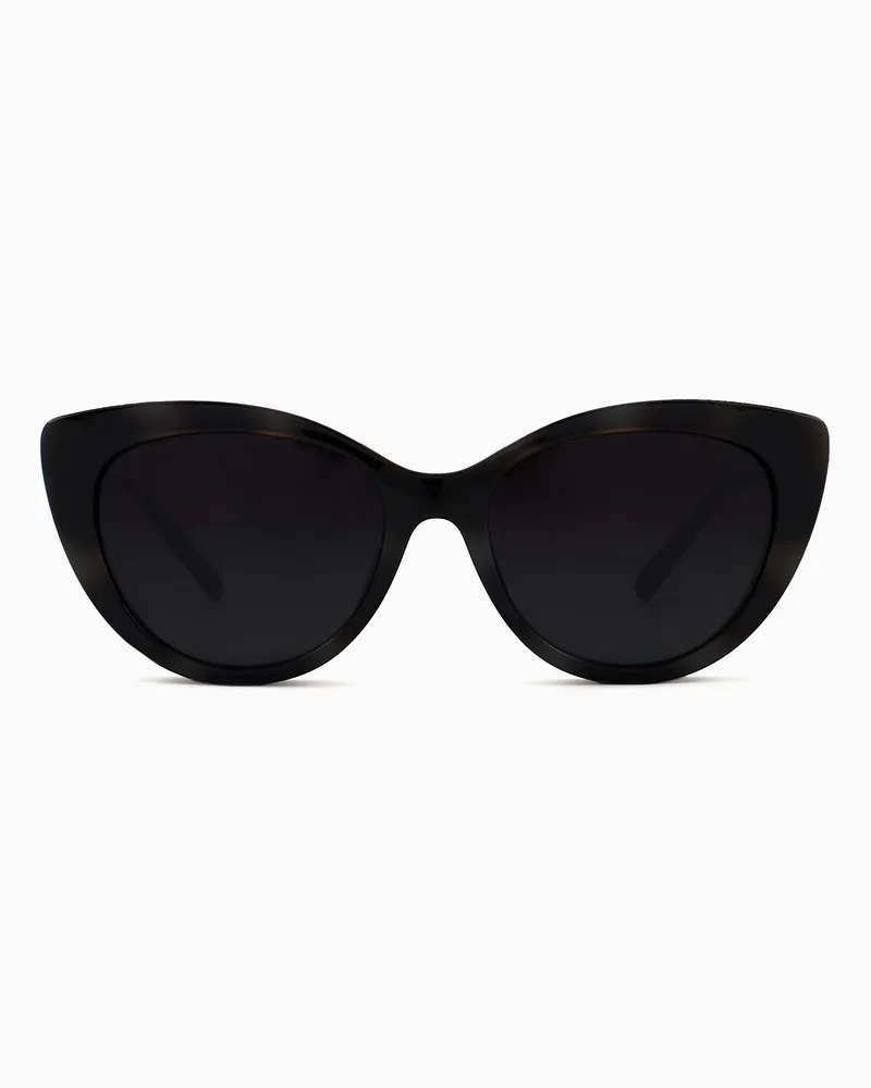 Emporio Armani Cat-Eye-Sonnenbrille für Damen mit Wechselgläsern Schwarz