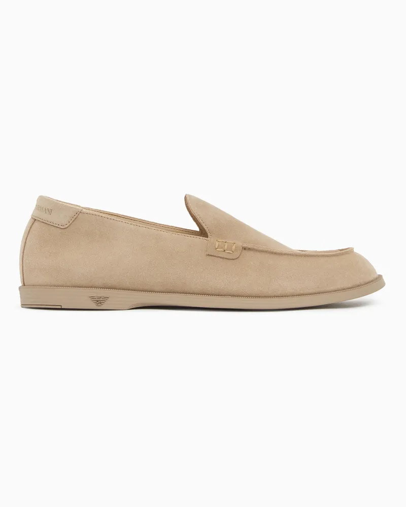 Emporio Armani Velour suede loafers Beige