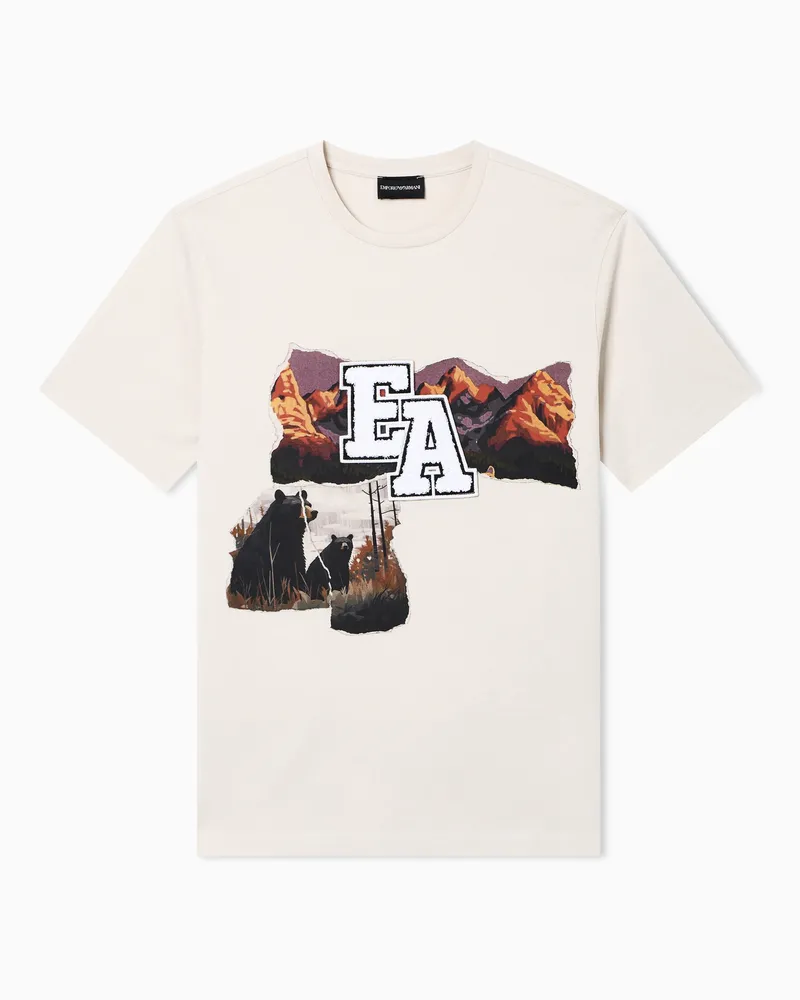 Emporio Armani Après mountain print jersey t-shirt Beige
