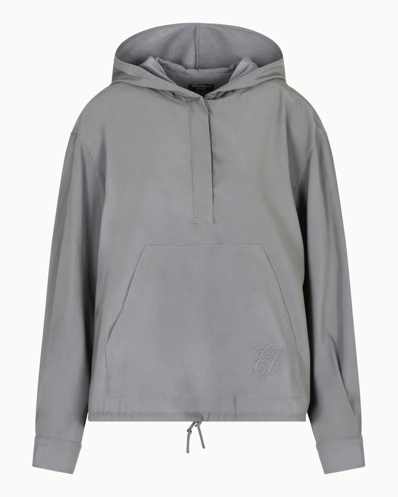 Emporio Armani Icon Kapuzen-Hemd aus fließender Modal-Mischung Grau