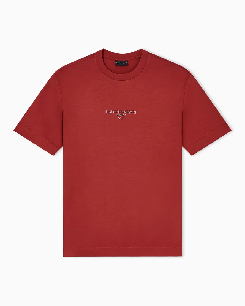 Emporio Armani T-Shirt aus Jersey-Lyocell-Mischung mit Logo in 3D-Effekt Rot