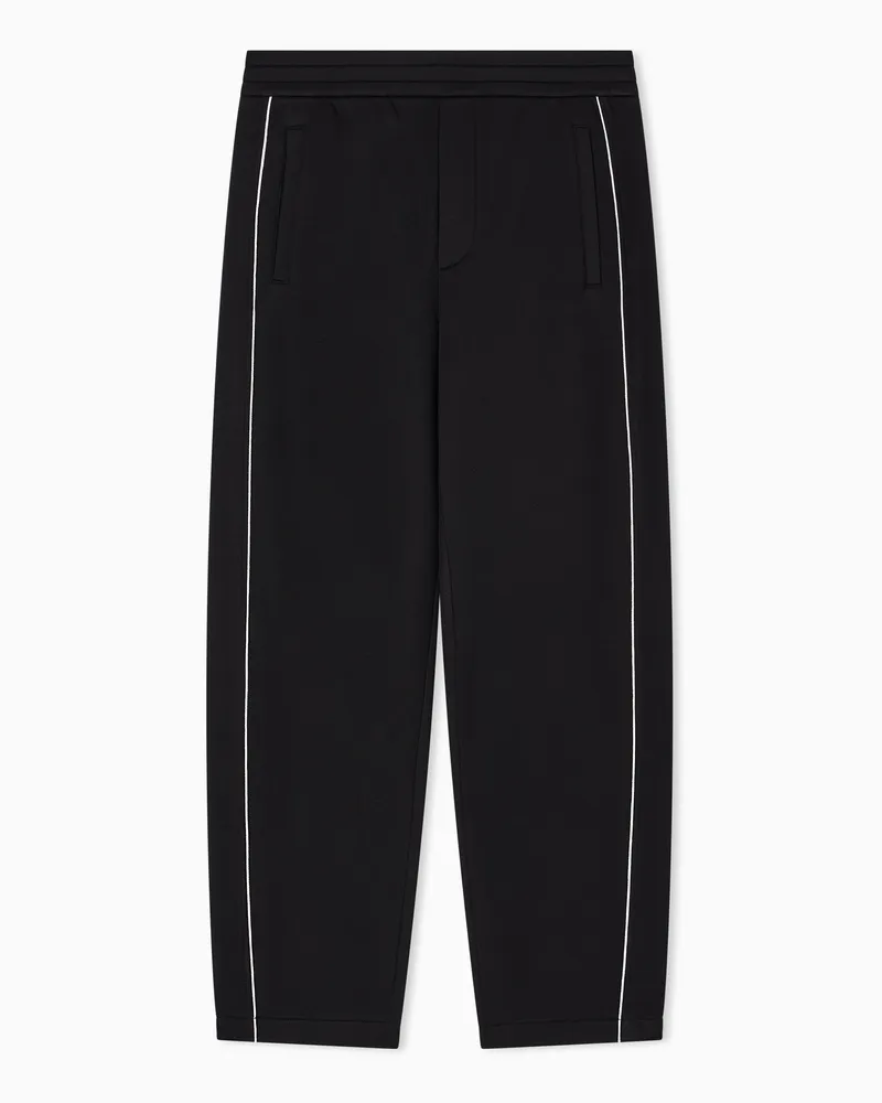 Emporio Armani Hose aus doppellagigem Jersey mit Paspeln Schwarz