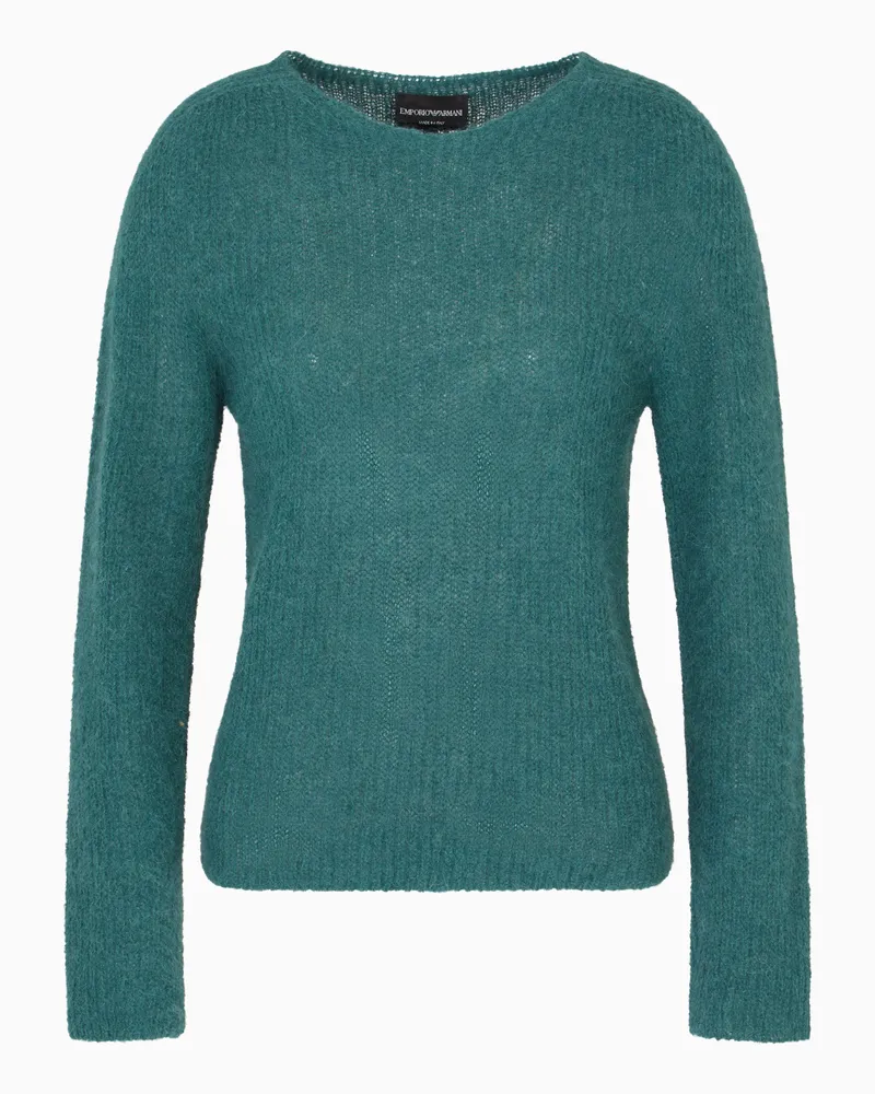 Emporio Armani Pullover mit Rundhalsausschnitt aus einer Wolle-Alpaka-Mischung Grün