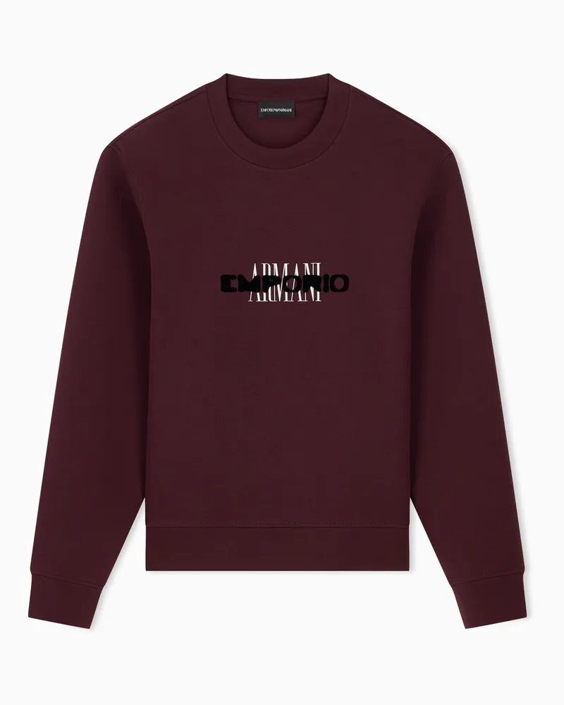 Emporio Armani Sweatshirt Regular Fit aus Baumwoll-Doppeljersey Burgunderrot