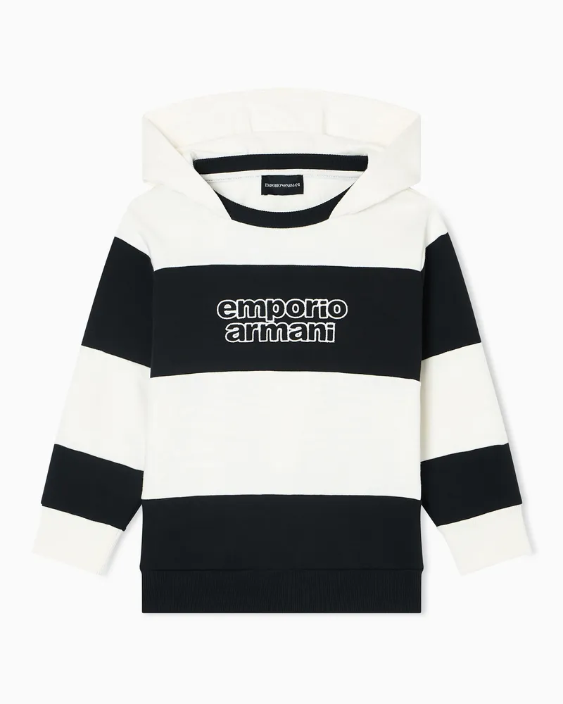 Emporio Armani ASV Sweatshirt aus Jersey mit Kapuze und Streifen-Muster Marineblau