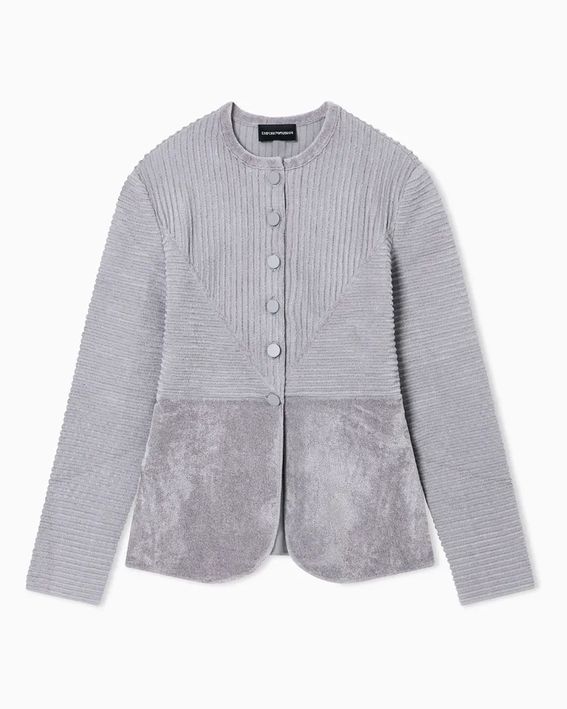 Emporio Armani Ottoman-Chenille-Jacke Grau