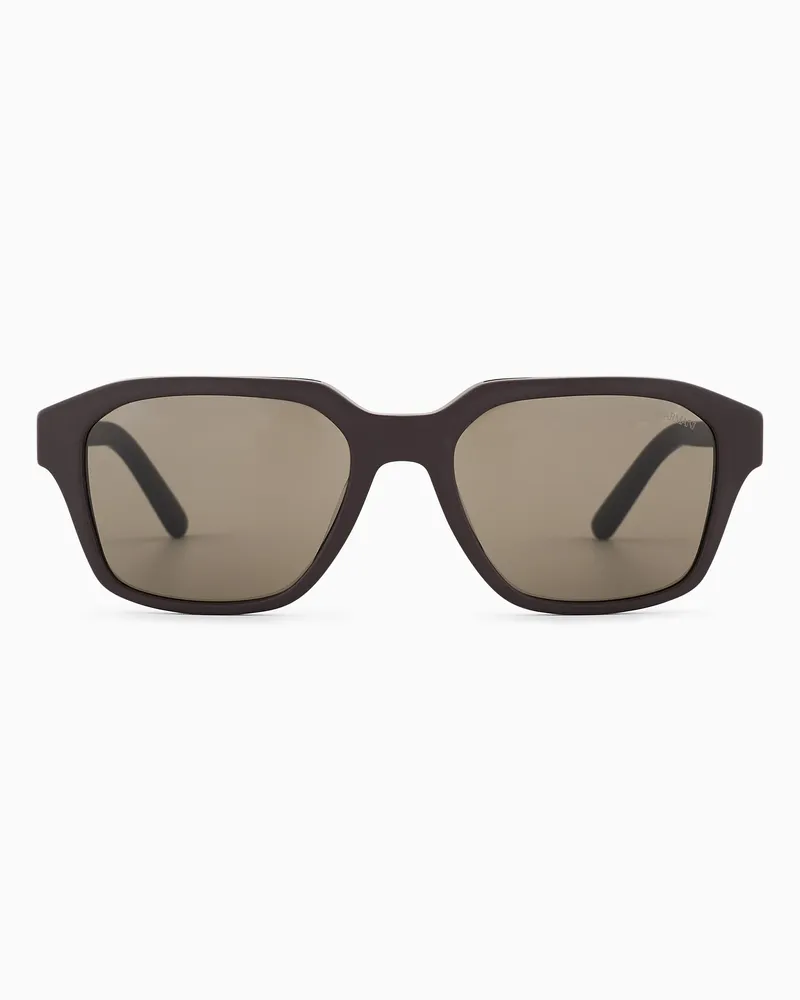 Emporio Armani Herren-Sonnenbrille in unregelmaessiger Form Braun