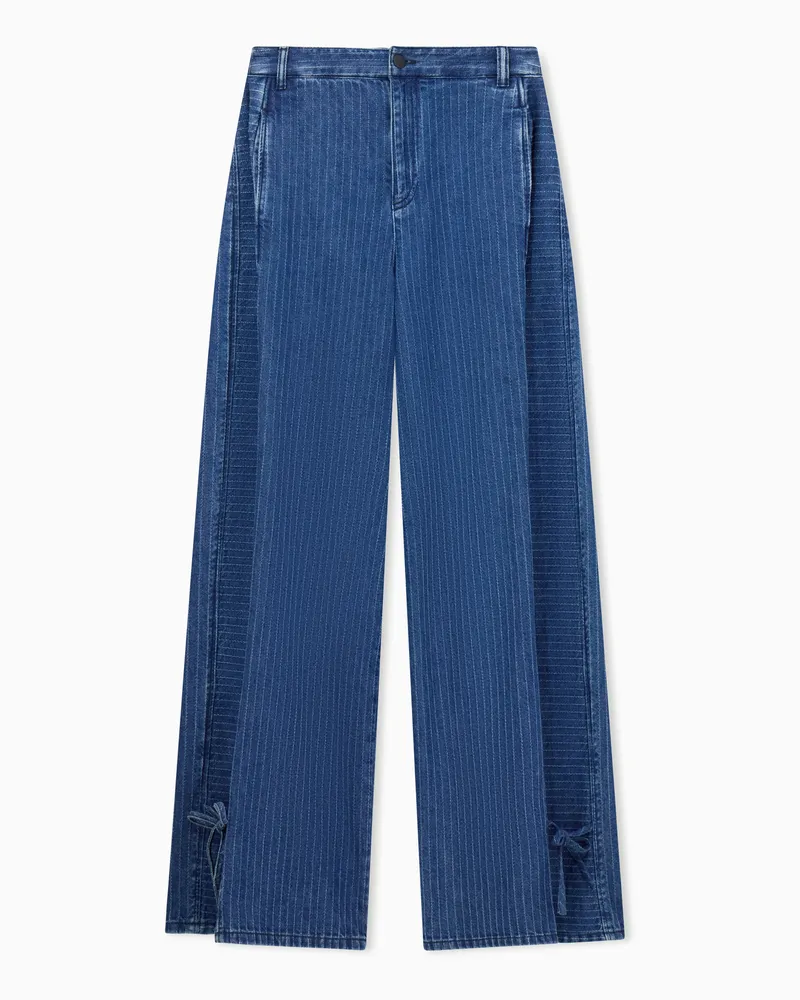 Emporio Armani 5-Pocket-Jeans aus Nadelstreifen-Denim mit Schleifendetail Blau