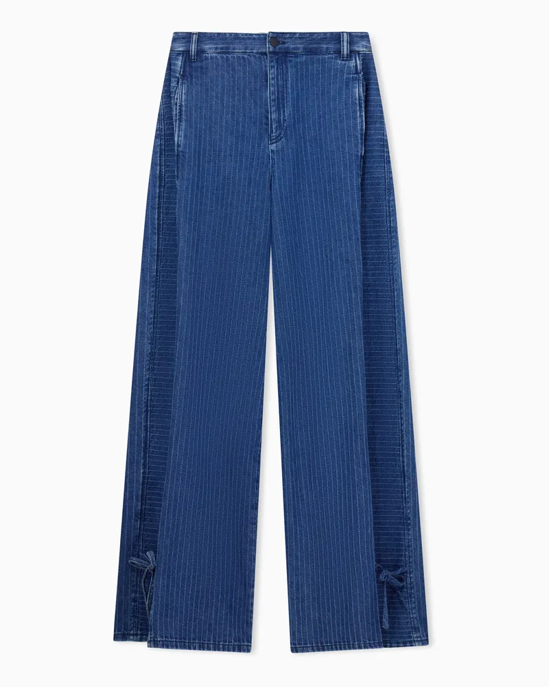 Emporio Armani 5-Pocket-Jeans aus Nadelstreifen-Denim mit Schleifendetail Blau